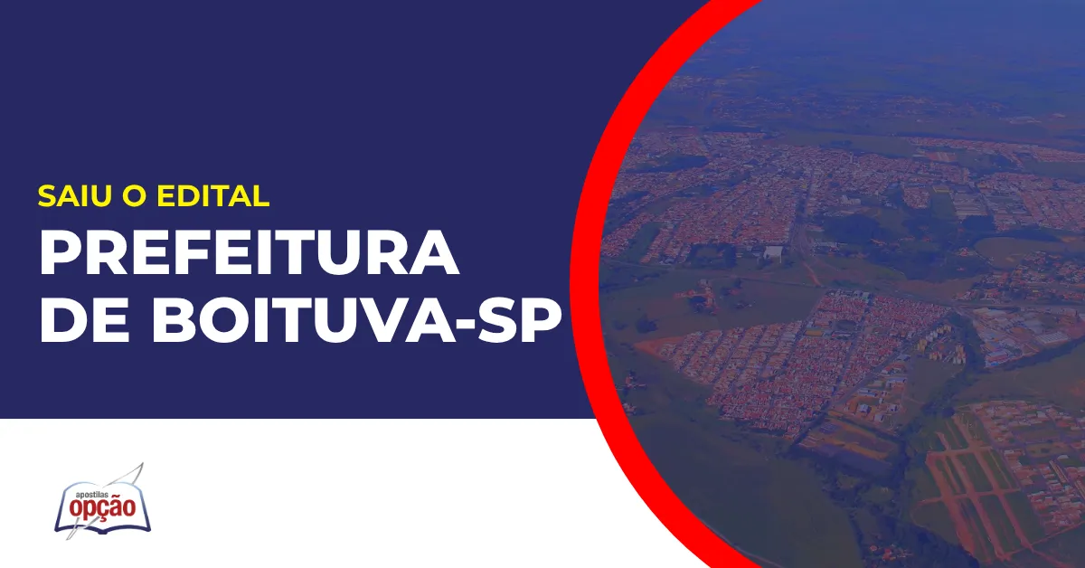 Imagem com fundo azul divulgando o Concurso Prefeitura de Boituva SP