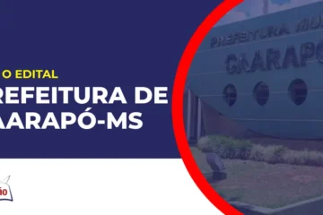 Imagem com fundo azul divulgando o Concurso Prefeitura de Caarapó MS