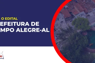 Imagem com fundo azul divulgando o Concurso Prefeitura de Campo Alegre AL