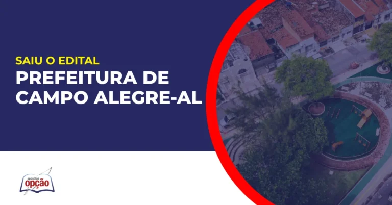Imagem com fundo azul divulgando o Concurso Prefeitura de Campo Alegre AL