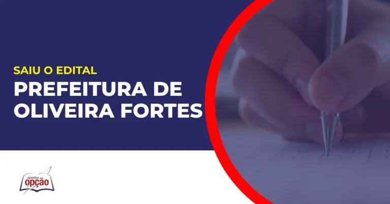 Imagem com fundo azul divulgando o Concurso Prefeitura de Oliveira Fortes