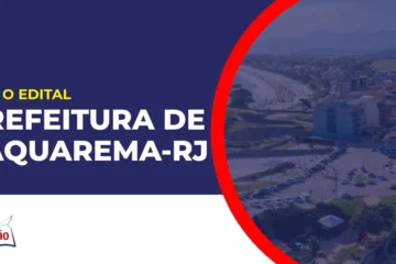 Imagem com fundo azul divulgando o Concurso Prefeitura de Saquarema RJ