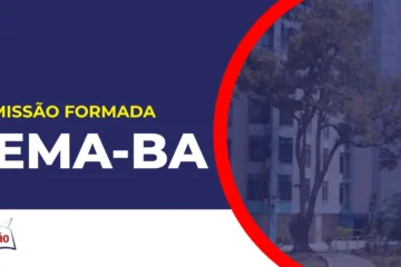 Imagem com fundo azul divulgando o Concurso Sema BA