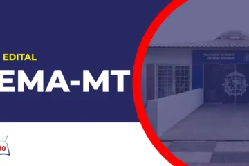 Imagem com fundo azul divulgando o Concurso Sema MT