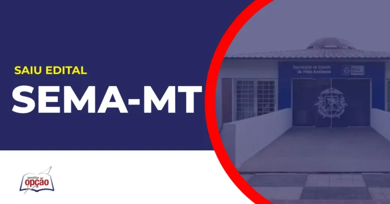 Imagem com fundo azul divulgando o Concurso Sema MT