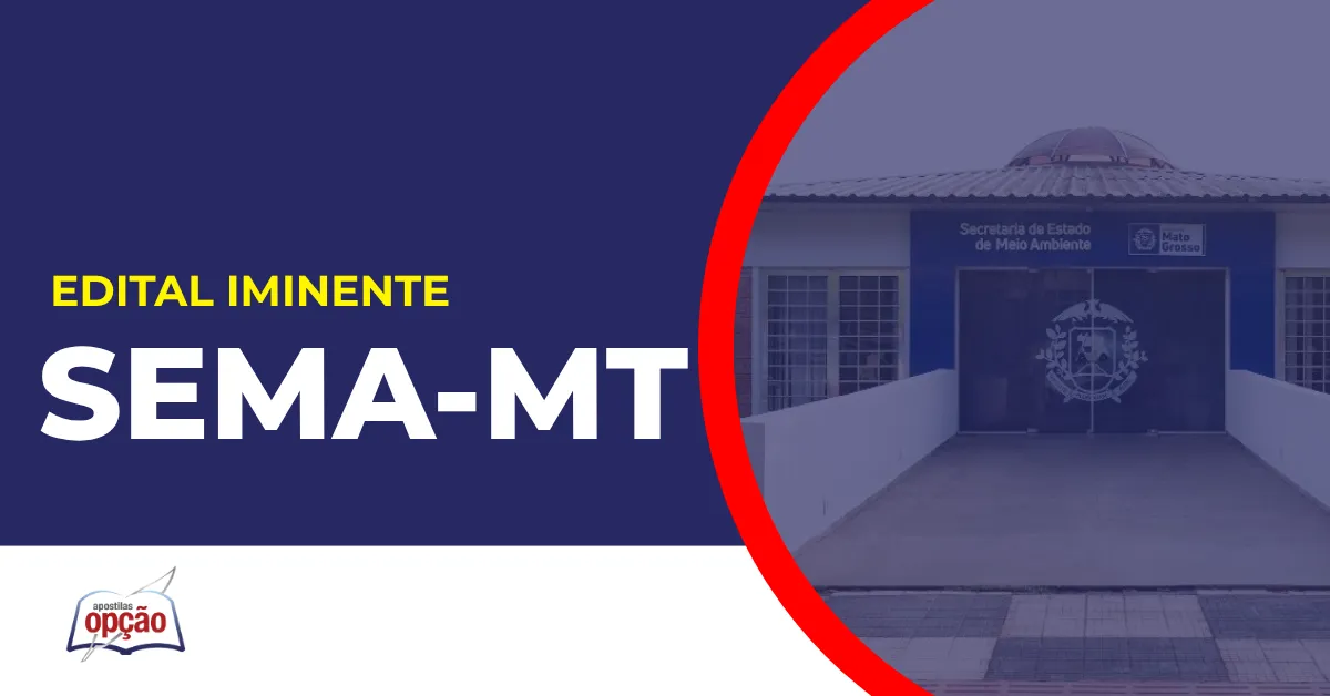 Imagem com fundo azul divulgando o Concurso Sema MT