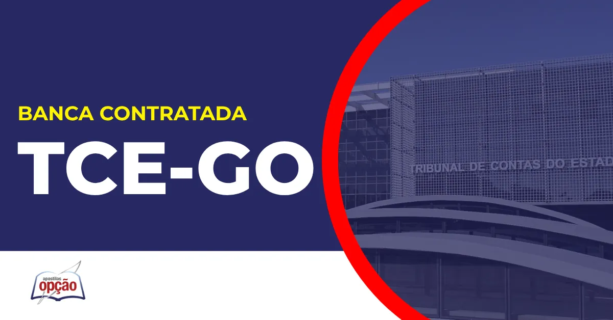 Imagem com fundo azul divulgando o Concurso TCE GO