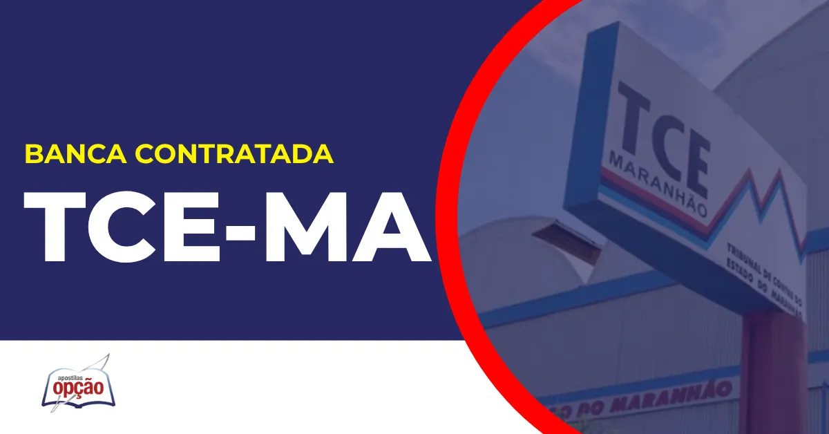 Imagem com fundo azul divulgando o Concurso TCE MA
