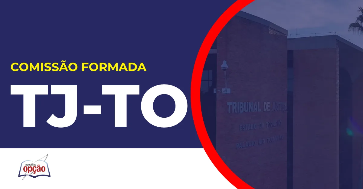 Imagem com fundo azul divulgando o Concurso TJ TO