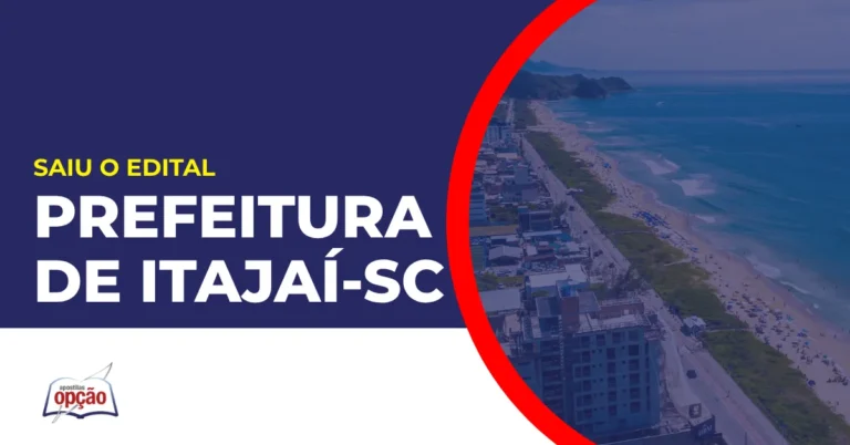 Imagem com fundo azul divulgando o Prefeitura de Itajaí SC