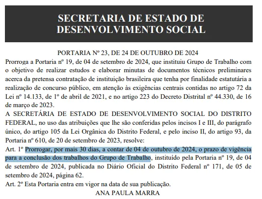 Concurso DER DF: Comissão formada!