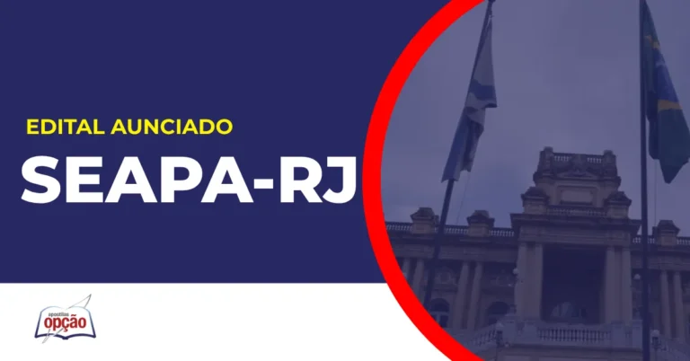 Imagem com fundo azul divulgando o Concurso Seapa RJ