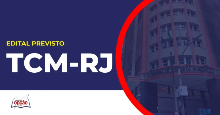 Imagem com fundo azul divulgando o Concurso TCM RJ