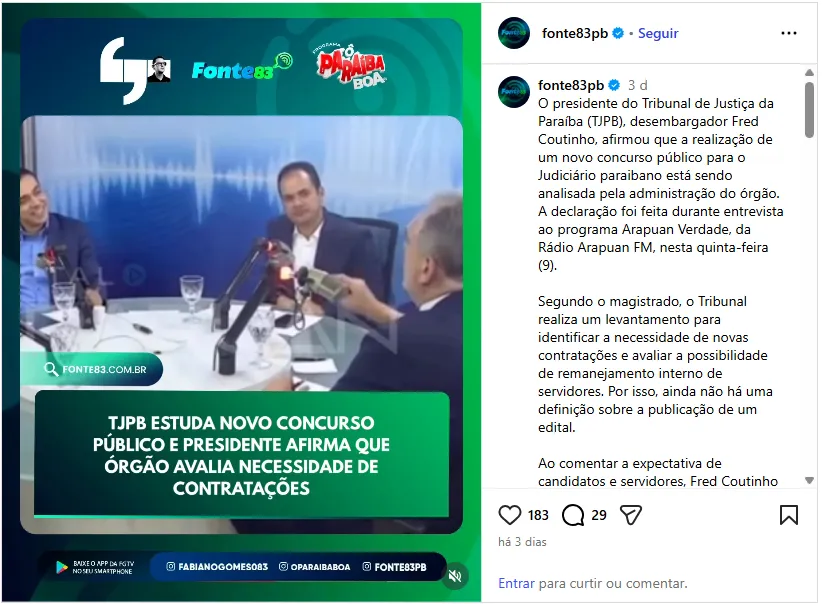 Concurso TJ PB 2026: Edital em estudos, diz presidente!