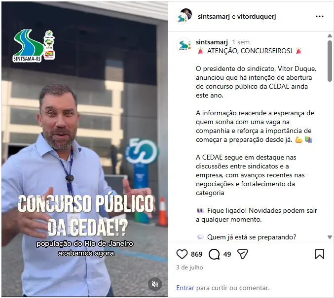 Concurso Cedae RJ: Edital em estudos!
