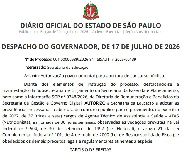 Concurso SEE SP: Edital autorizado!