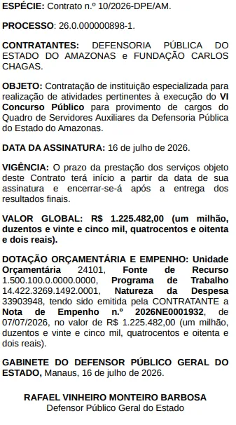 Concurso DPE AM: Banca contratada! Edital iminente!