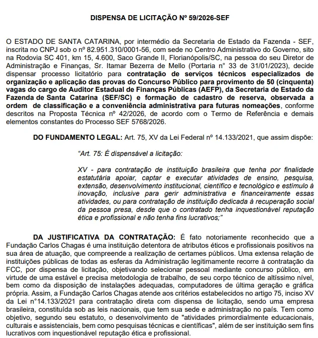 Concurso Sefaz SC: Banca definida! 50 vagas para Auditor!