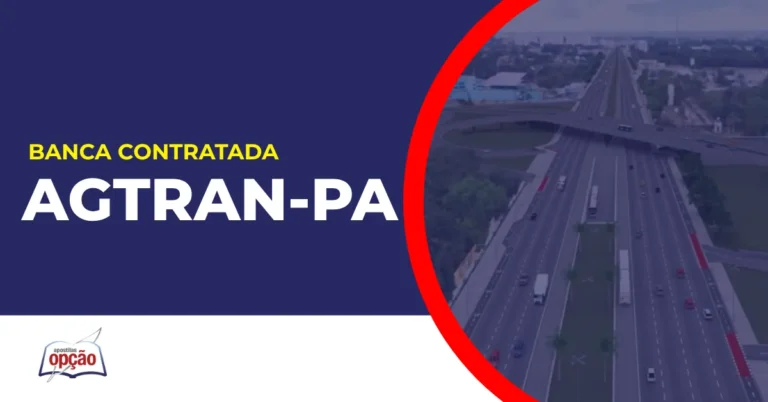 Imagem com fundo azul divulgando o Concurso AGTRAN PA