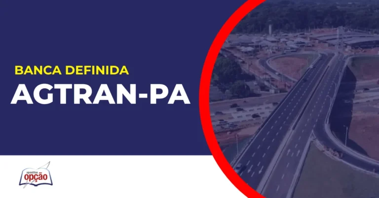 Imagem com fundo azul divulgando o Concurso AGTRAN PA