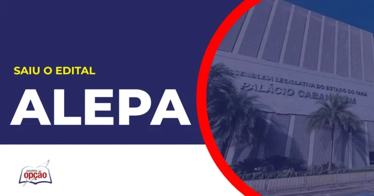 Imagem com fundo azul divulgando o Concurso Alepa