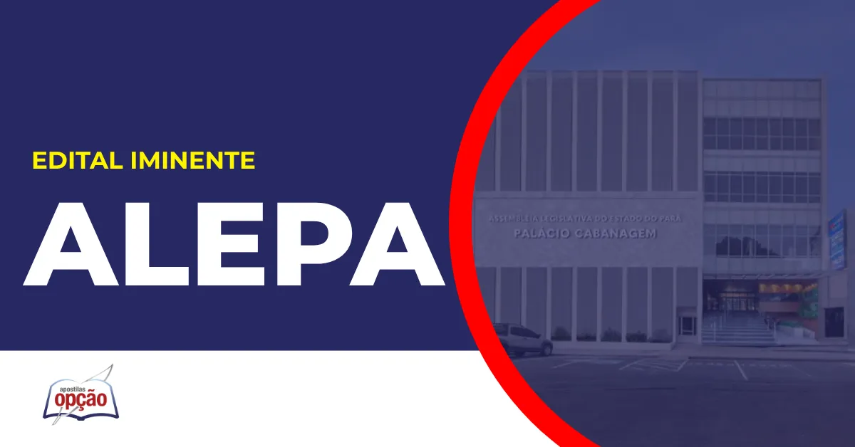 Imagem com fundo azul divulgando o Concurso Alepa