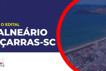 Imagem com fundo azul divulgando o Concurso Balneário Piçarras SC