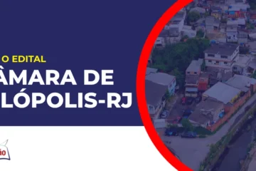 Imagem com fundo azul divulgando o Concurso Câmara de Nilópolis RJ