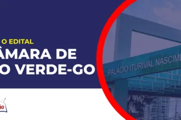 Imagem com fundo azul divulgando o Concurso Câmara de Rio Verde