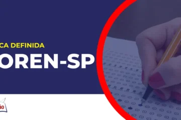Imagem com fundo azul divulgando o Concurso Coren SP
