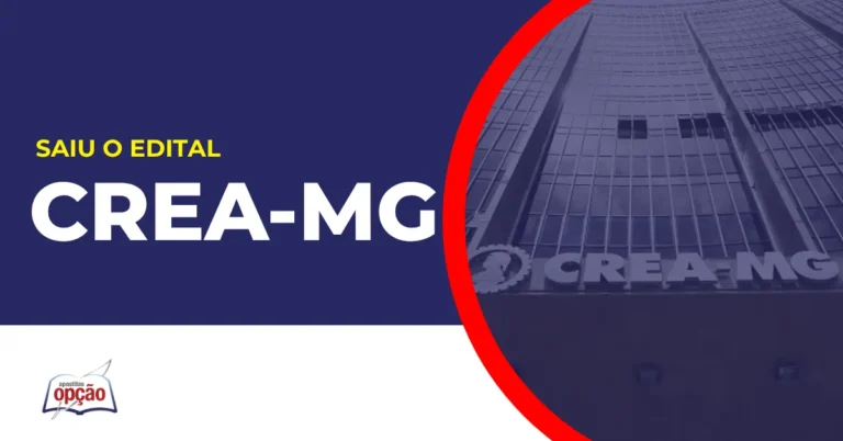 Imagem com fundo azul divulgando o Concurso Crea MG