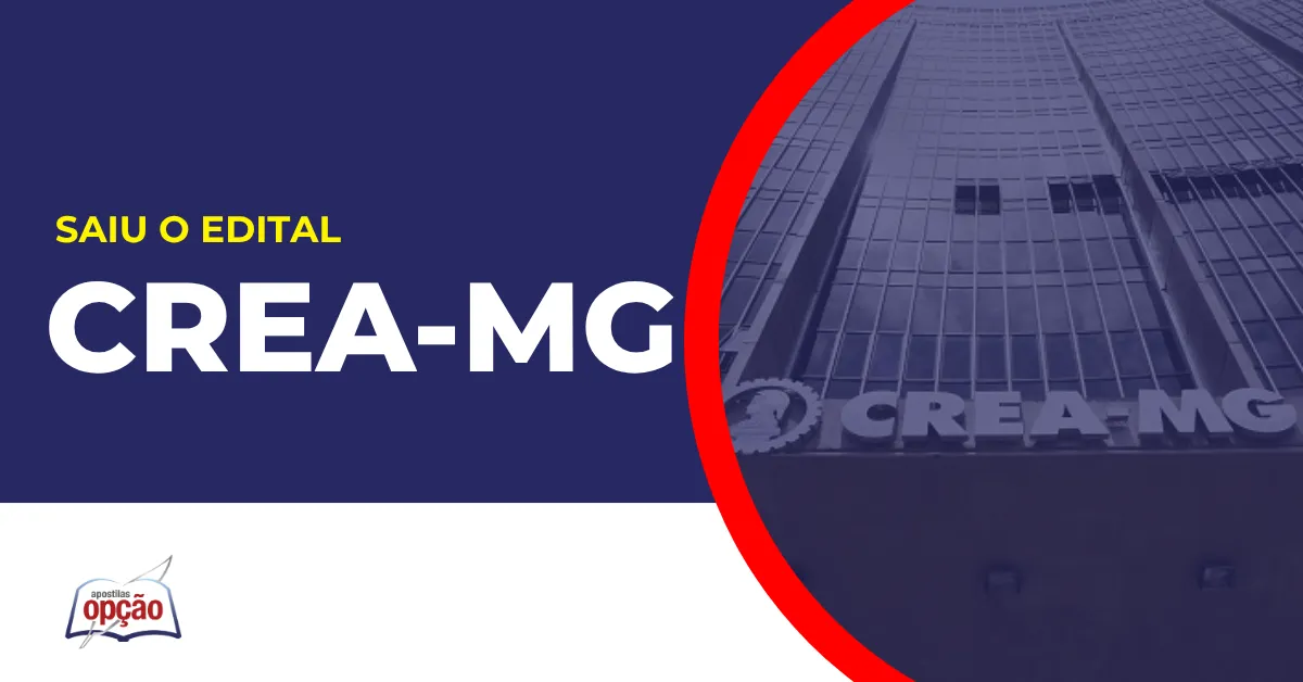 Imagem com fundo azul divulgando o Concurso Crea MG