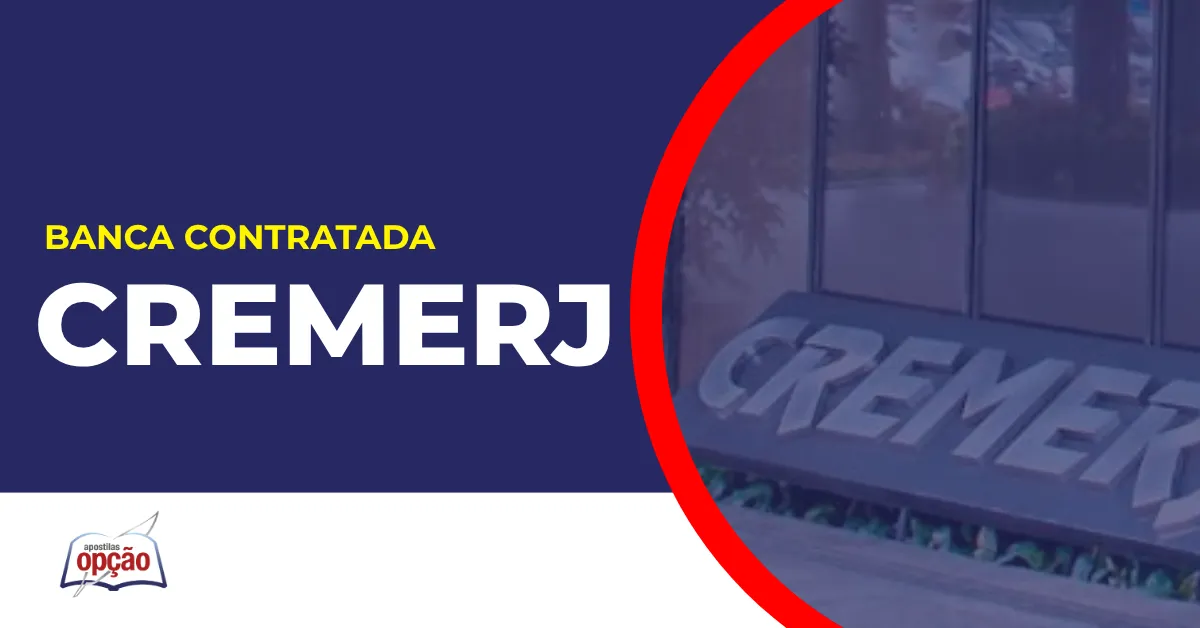 Imagem com fundo azul divulgando o Concurso Cremerj