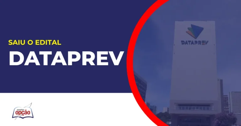 Imagem com fundo azul divulgando o Concurso Dataprev 2026