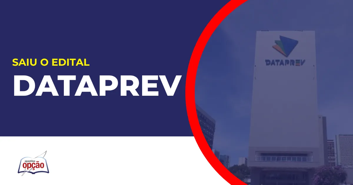 Imagem com fundo azul divulgando o Concurso Dataprev 2026