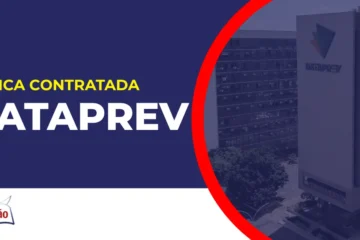 Imagem com fundo azul divulgando o Concurso Dataprev