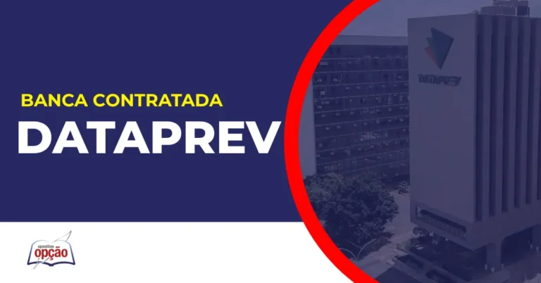 Imagem com fundo azul divulgando o Concurso Dataprev