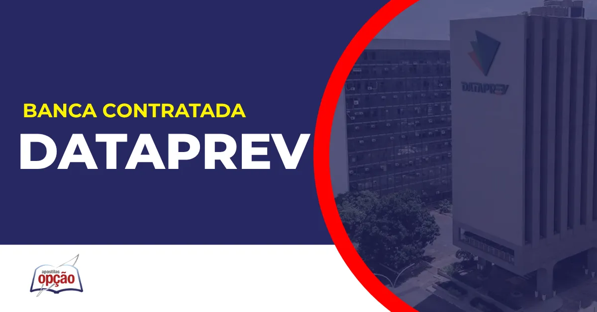 Imagem com fundo azul divulgando o Concurso Dataprev