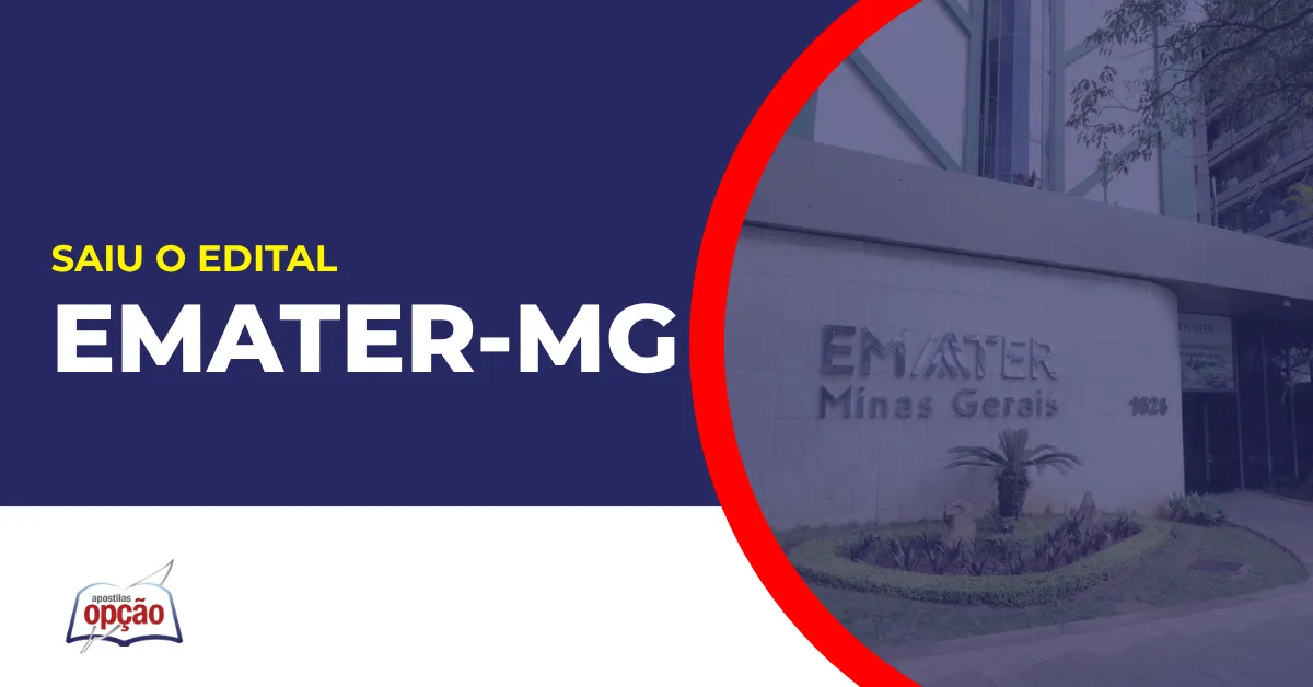 Imagem com fundo azul divulgando o Concurso Emater MG 2026