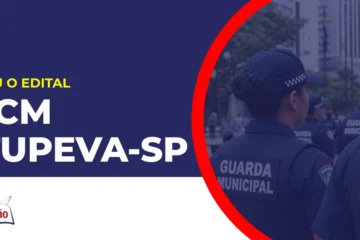Imagem com fundo azul divulgando o Concurso GCM Itupeva SP