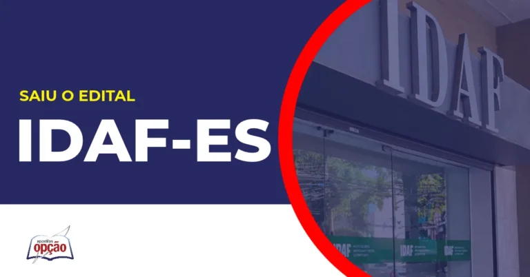 Imagem com fundo azul divulgando o Concurso Idaf ES