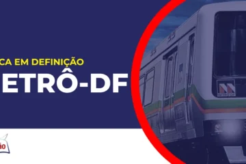 Imagem com fundo azul divulgando o Concurso Metrô DF