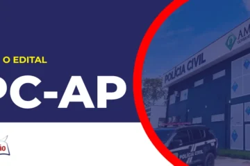 Imagem com fundo azul divulgando o Concurso PC AP