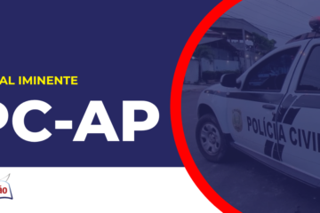 Imagem com fundo azul divulgando o Concurso PC AP 2026