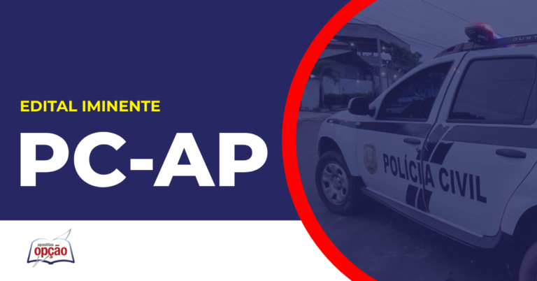 Imagem com fundo azul divulgando o Concurso PC AP 2026
