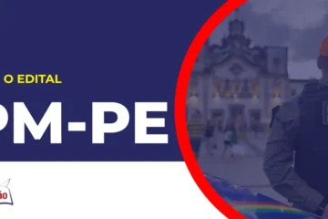 Imagem com fundo azul divulgando o Concurso PM PE