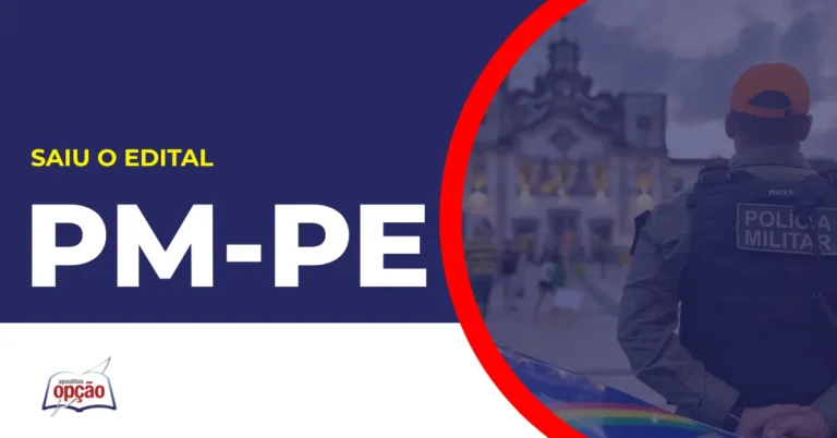 Imagem com fundo azul divulgando o Concurso PM PE