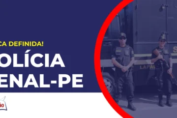 Imagem com fundo azul divulgando o Concurso Polícia Penal PE