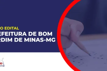 Imagem com fundo azul divulgando o Concurso Prefeitura de Bom Jardim de Minas MG