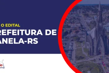 Imagem com fundo azul divulgando o Concurso Prefeitura de Canela RS